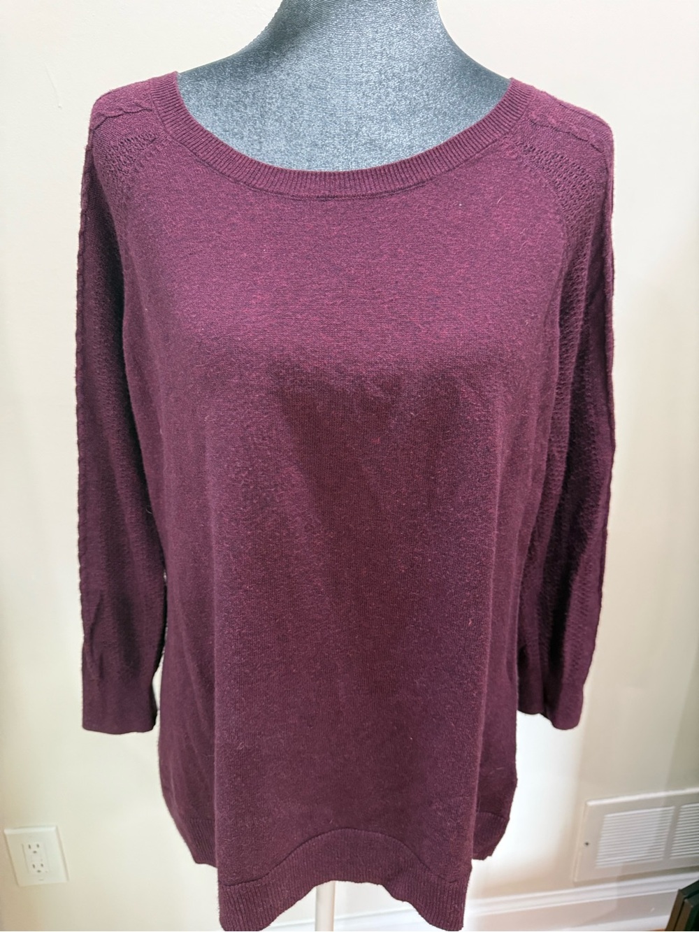 Sonoma Burgundy Scoop-Neck Long Sleeve Sweater - Picture 1 of 6